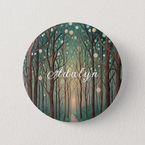 Forest Phantoms Floating Lights in the Night Wood Button