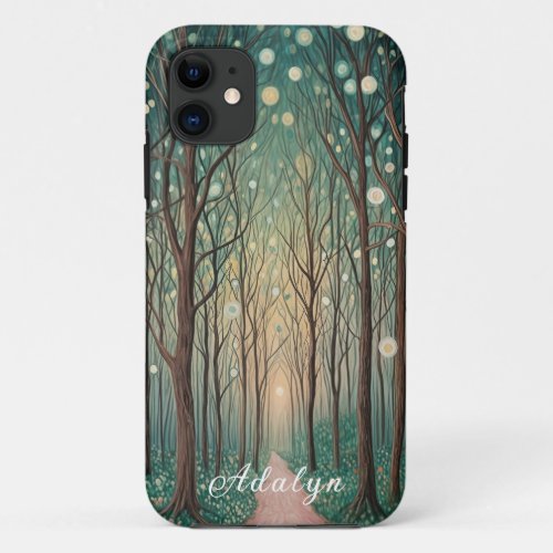 Forest Phantoms Floating Lights in the Night Wood iPhone 11 Case