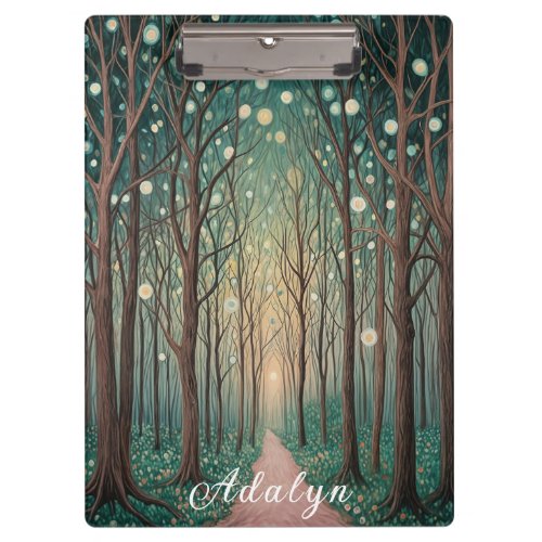 Forest Phantoms Floating Lights in the Night Wood Clipboard