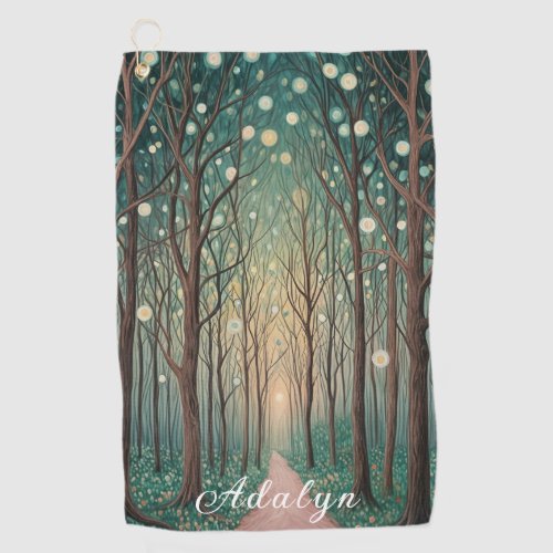 Forest Phantoms Floating Lights in the Night Wood Golf Towel