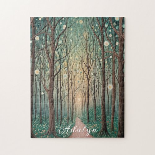 Forest Phantoms Floating Lights in the Night Wood Jigsaw Puzzle