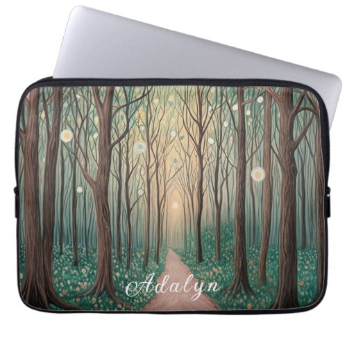 Forest Phantoms Floating Lights in the Night Wood Laptop Sleeve