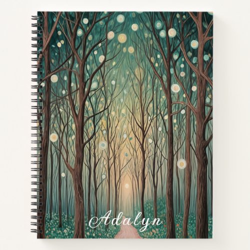 Forest Phantoms Floating Lights in the Night Wood Notebook