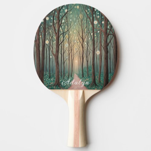 Forest Phantoms Floating Lights in the Night Wood Ping Pong Paddle