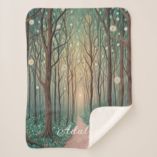 Forest Phantoms Floating Lights in the Night Wood Sherpa Blanket
