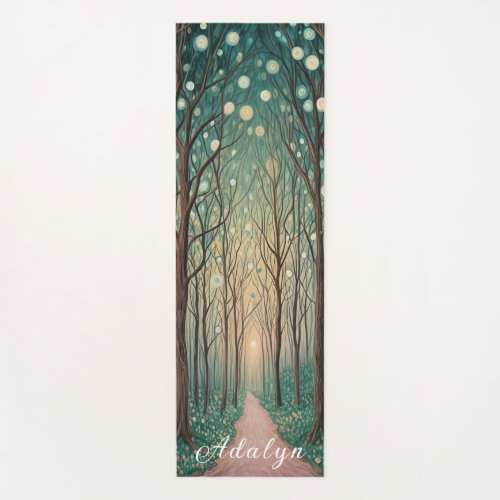 Forest Phantoms Floating Lights in the Night Wood Yoga Mat