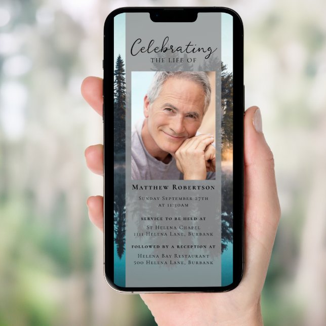 Forest Photo Funeral Digital Invitation (Front Digital)