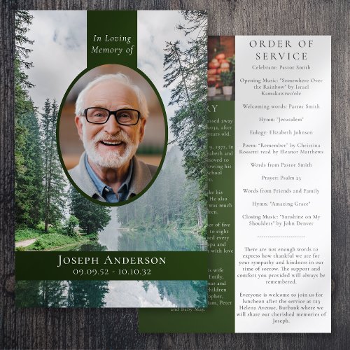 Forest Photo  Funeral Order of Service Program