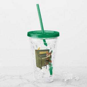 Forest Piano Concert: Iron T. Fox & Bunnies Art Acrylic Tumbler