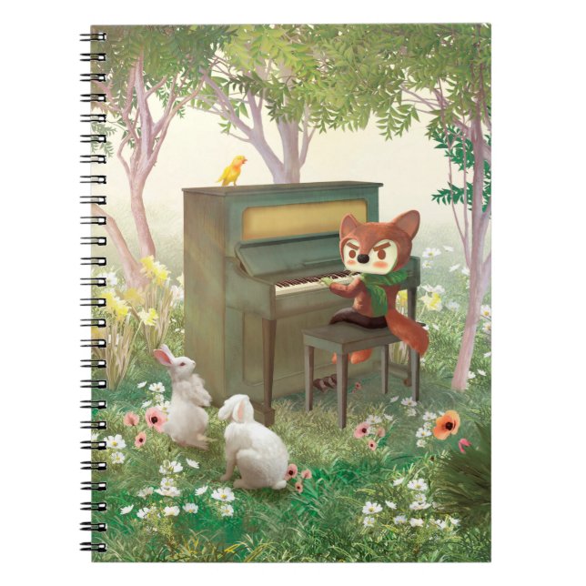 Forest Piano Concert: Iron T. Fox & Bunnies Art Notebook (Front)