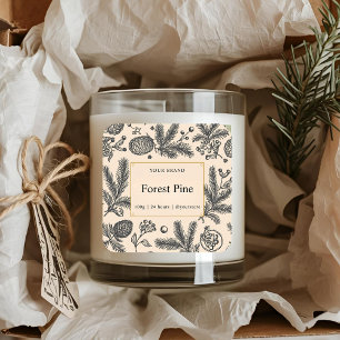 Forest Pine Botanical   Vintage Winter Candle Square Sticker