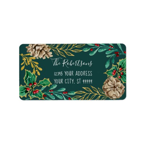 Forest Pine Cone Christmas Watercolor Greenery Label