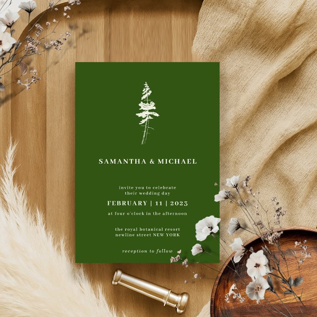 Forest Pine Tree Indie Rustic Green Invitation (Creator Uploaded)