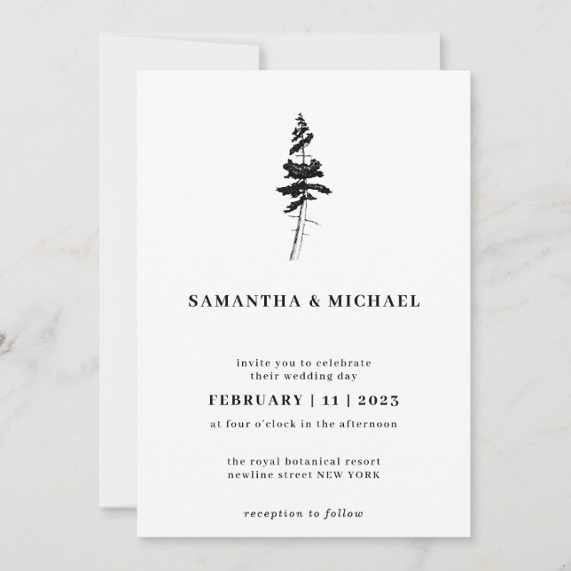 Forest Pine Tree Indie Rustic Invitation (Front)