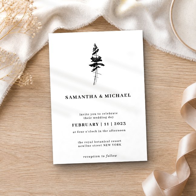 Forest Pine Tree Indie Rustic Invitation