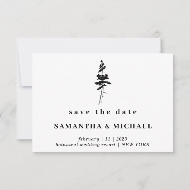 Forest Pine tree Indie Rustic Save the date Invitation