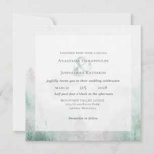 Forest Pine Tree Rustic Watercolor Invitation