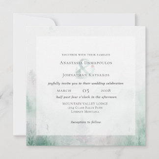 Forest Pine Tree Rustic Watercolor  Invitation