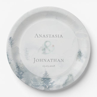 Forest Pine Tree Rustic Watercolor  Paper Plates