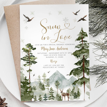 Forest Pine Tree Snow In Love Winter Bridal Shower Invitation by HappyPartyStudio at Zazzle