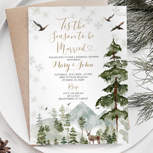 Forest Pine Tree Tis the Season to Be Married Invitation