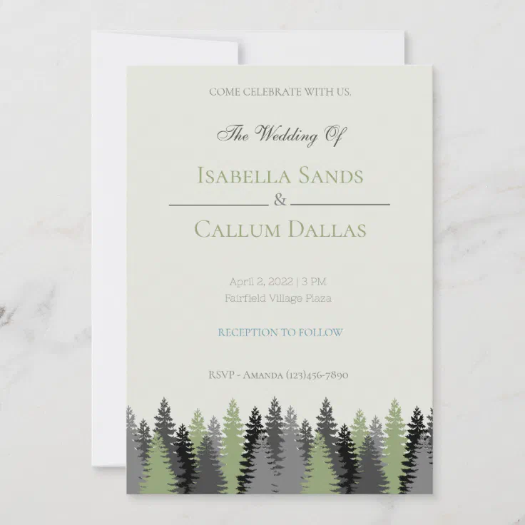 Forest Pine Tree Wedding Invitation | Zazzle