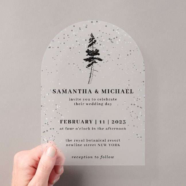 Forest Pine Tree Winter Wedding Acrylic Invitations