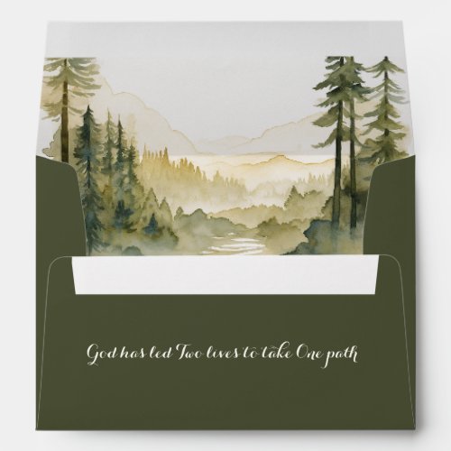 Forest Pine Trees Christian Wedding Dark Green Envelope