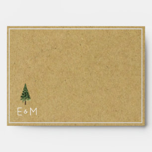 Forest Pine Trees Monogrammed RSVP Kraft Look Envelope