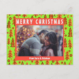 Forest Pine Trees Moon Stars CUSTOM PHOTO Holiday Postcard