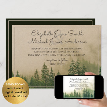 Forest Pine Trees Mountains Wedding Invitations by invitationz at Zazzle