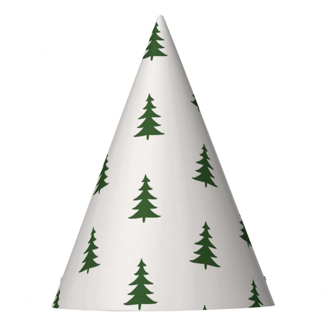 Forest pine trees pattern Happy Camper Birthday Party Hat (Front)