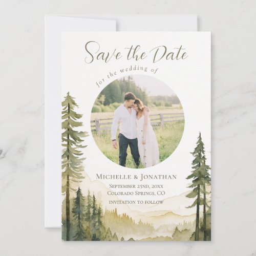Forest Pine Trees Photo Christian Wedding  Save The Date