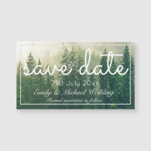 Forest Pine Trees Save The Date Magnetic Wedding