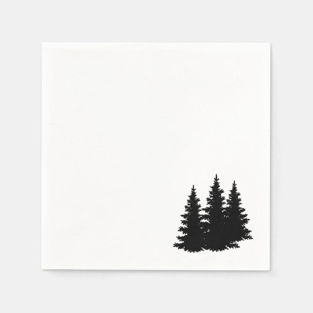 Forest Pine Trees Silhouette Napkins (Front)