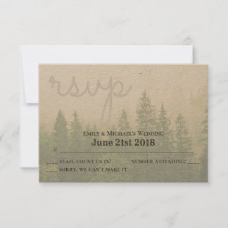 Forest Pine Trees Wedding RSVP and Menu Selections