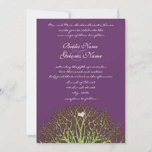 Forest Plum Green Woodpecker Tree Wedding Invites
