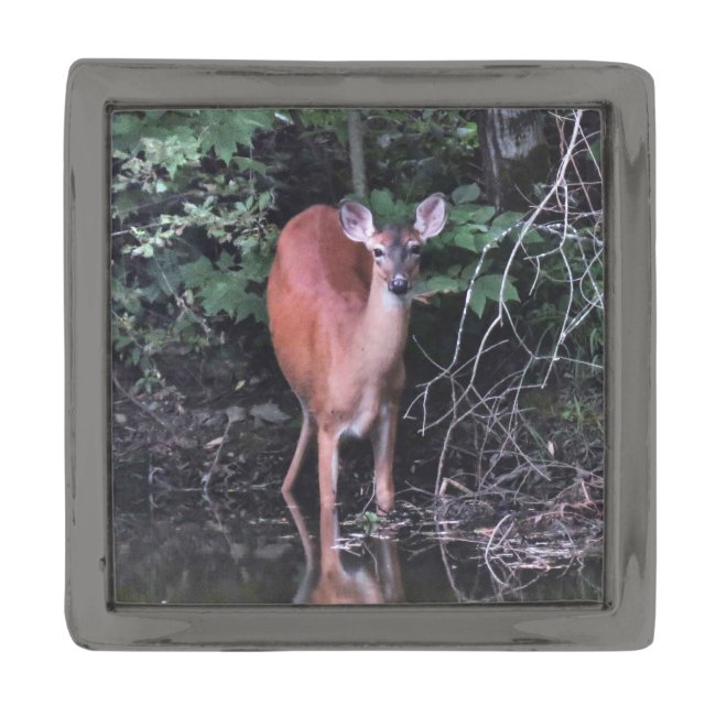 Forest Pond with White Tailed Deer Lapel Pin