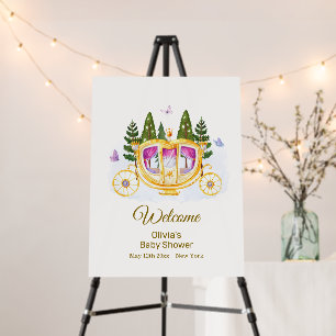Forest Princess Carriage Baby Shower Welcome Sign