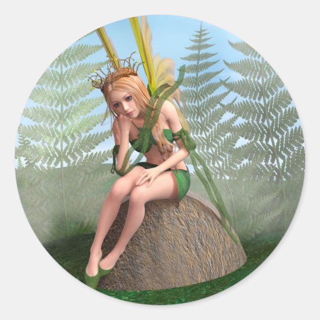 Forest Princess, Fairy Butterfly Classic Round Sticker (Front)