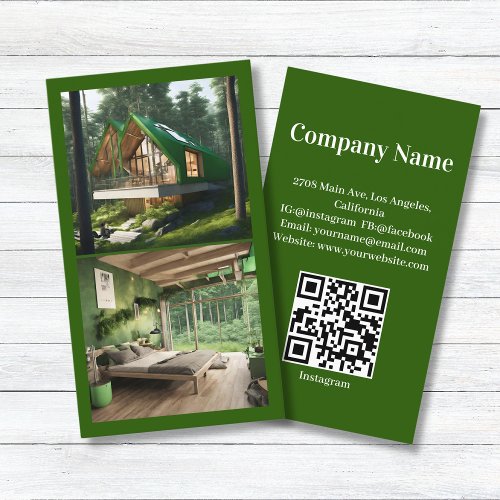 Forest Property Vacation Rental Picture QR Code Business Card