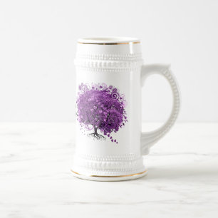 Forest Purple Heart Leaf Tree Wedding Beer Stein
