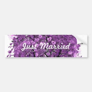 Forest Purple Heart Leaf Tree Wedding Bumper Sticker