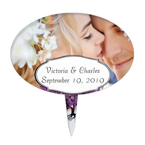 Forest Purple Heart Leaf Tree Wedding Cake Topper