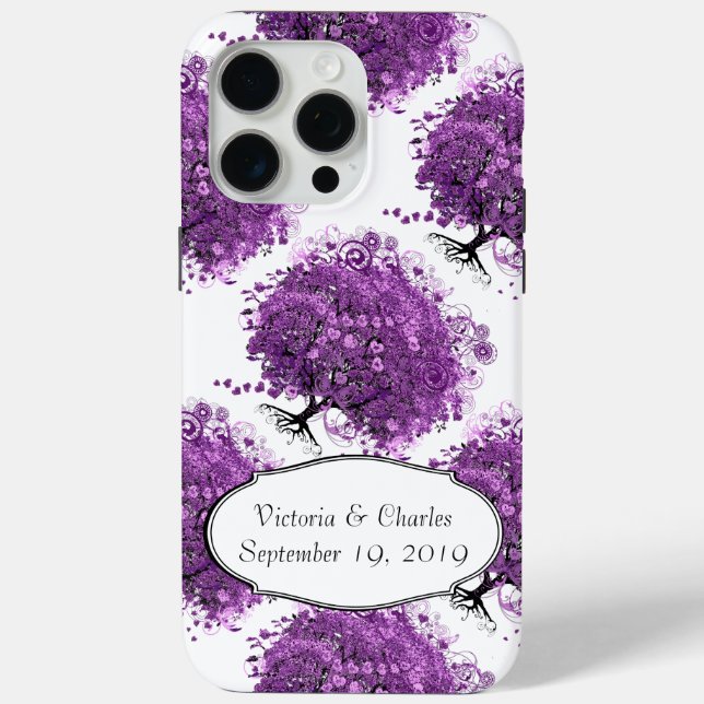 Forest Purple Heart Leaf Tree Wedding Case-Mate iPhone Case (Back)