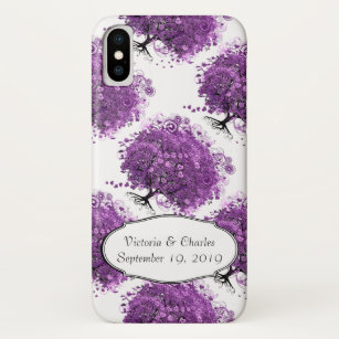 Forest Purple Heart Leaf Tree Wedding iPhone X Case
