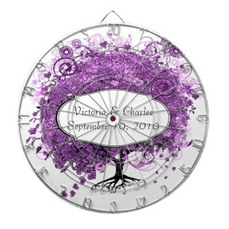 Forest Purple Heart Leaf Tree Wedding Dartboard With Darts