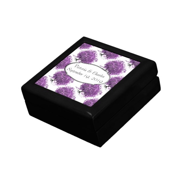 Forest Purple Heart Leaf Tree Wedding Jewelry Box (Side)