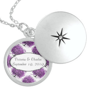 Forest Purple Heart Leaf Tree Wedding Locket Necklace