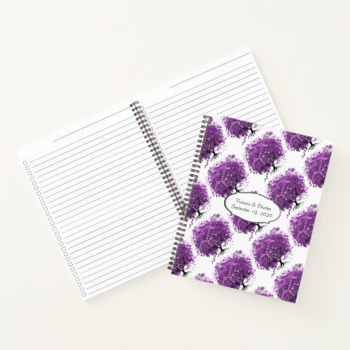 Forest Purple Heart Leaf Tree Wedding Planner Notebook